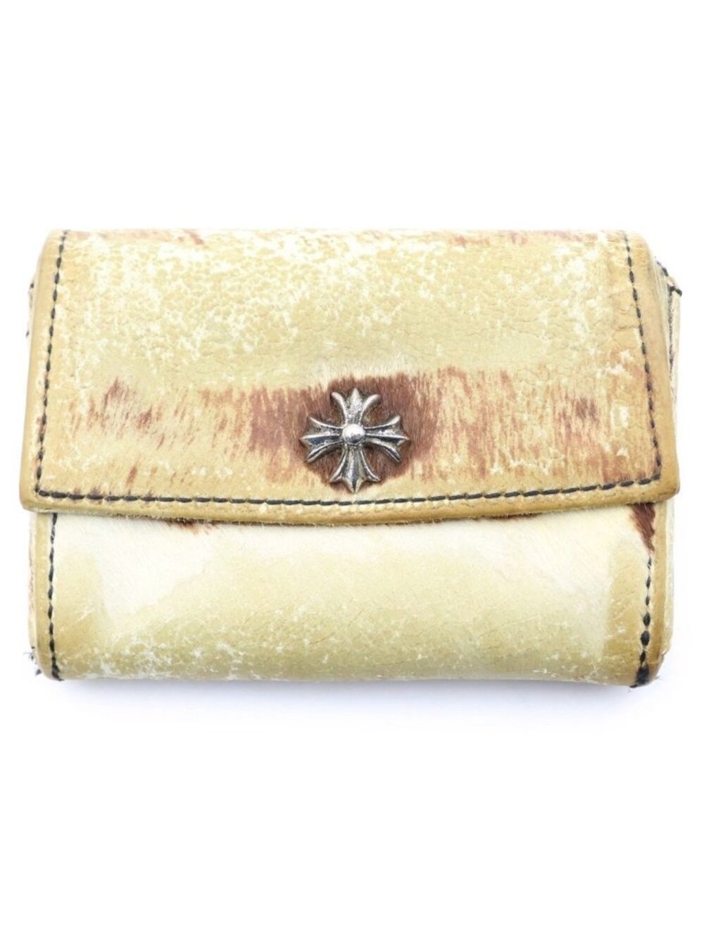 Chrome Hearts Tiny Wallet Calf Hair Leather CH Plus Beige